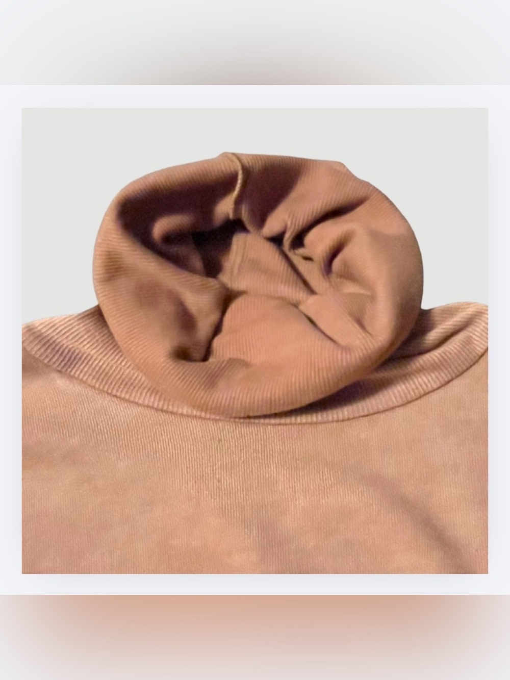 Aerie Tan-Brown Turtleneck French Terry Cloth Sweater, Size XS - Picture 2 of 5